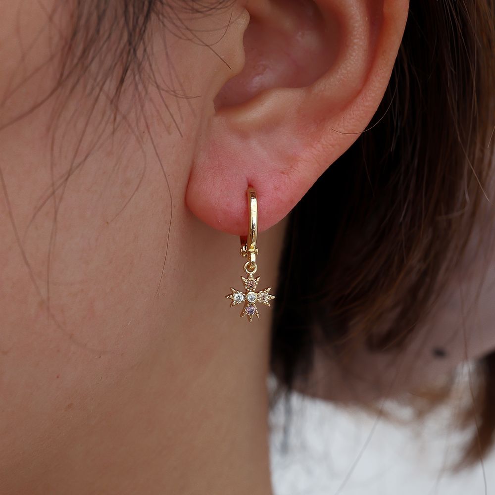 Dottilove 4 Mini Diamond Crowns Vergoldete Ohrringe