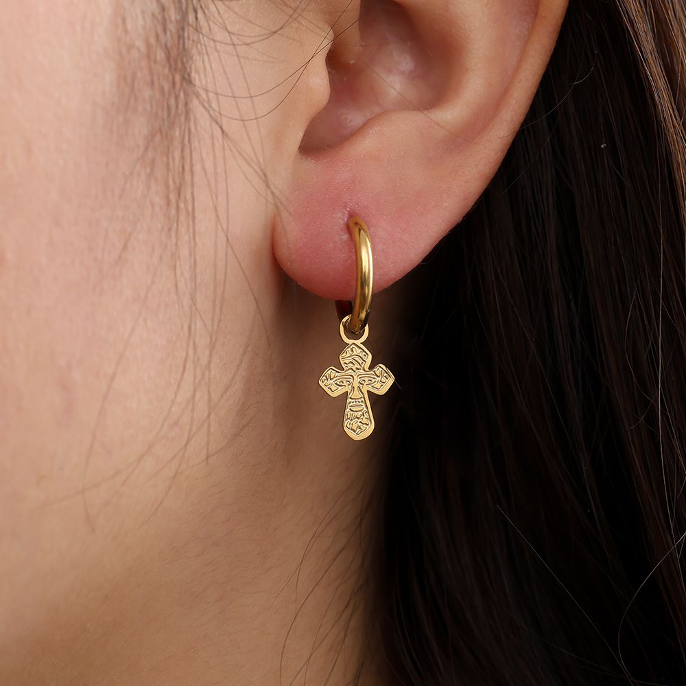 Dottilove Cute Cross Ohrringe Vergoldet
