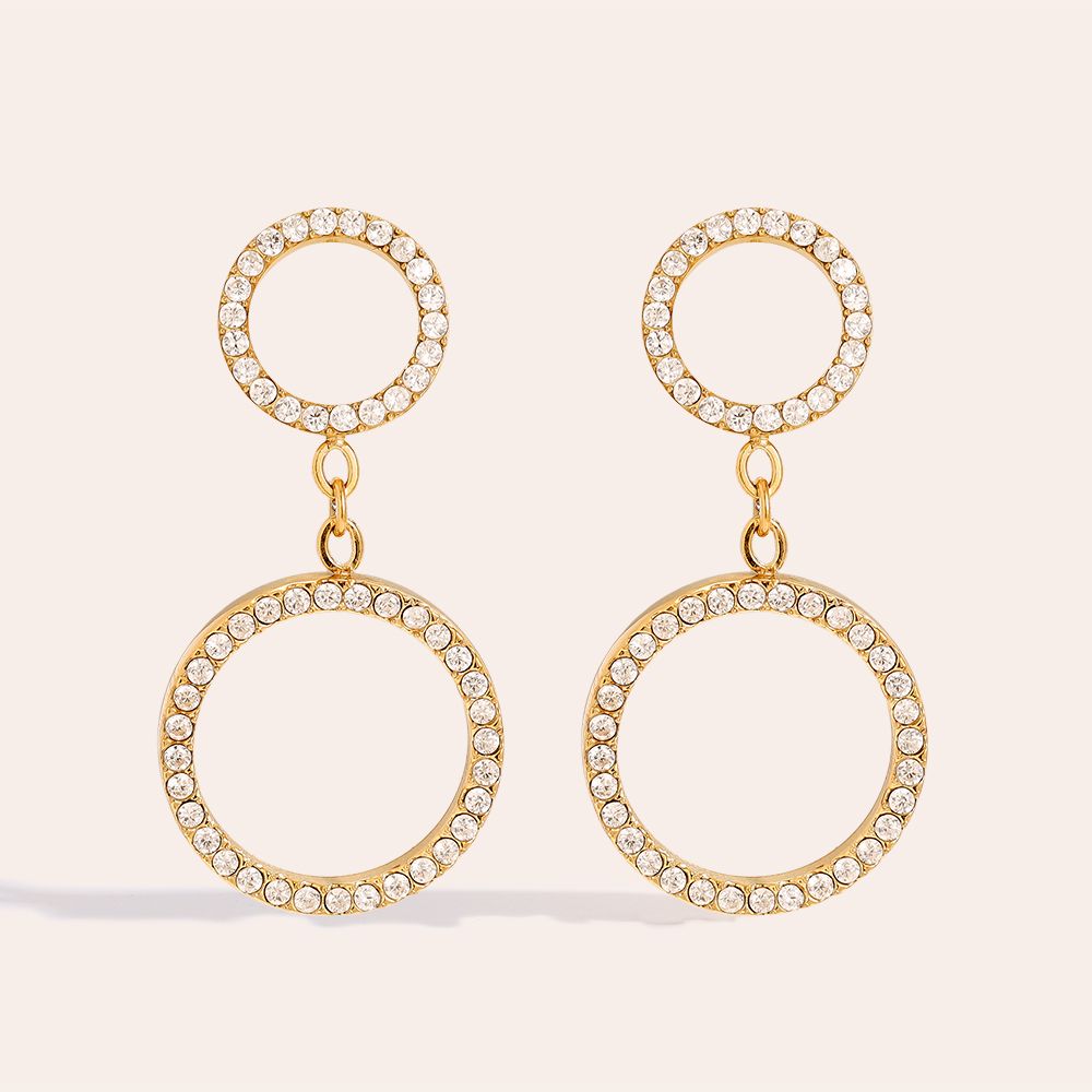 Dottilove 1.5*2.8cm Two Diamond Cycle Edelstahl Ohrringe