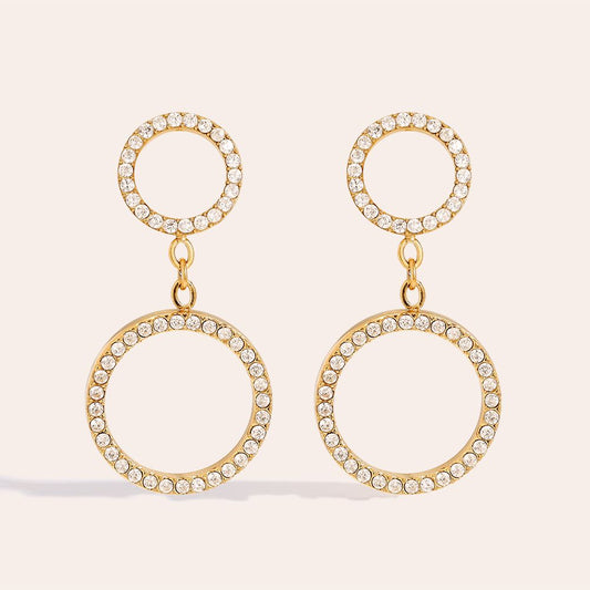 Dottilove 1.5*2.8cm Two Diamond Cycle Edelstahl Ohrringe