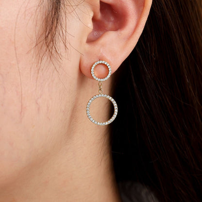 Dottilove 1.5*2.8cm Two Diamond Cycle Edelstahl Ohrringe