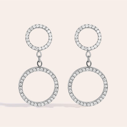 Dottilove 1.5*2.8cm Two Diamond Cycle Edelstahl Ohrringe