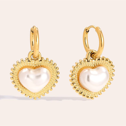 Dottilove 1.6cm Pro Pearl Heart Edelstahl Ohrringe