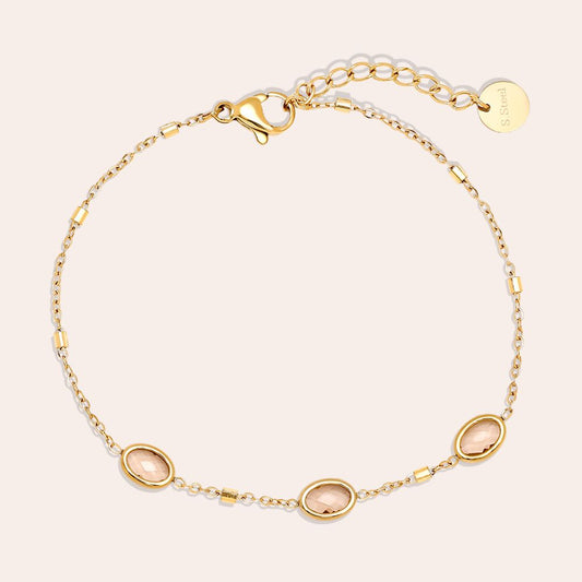 Dottilove 17cm Small Oval Glass Edelstahl Armkette