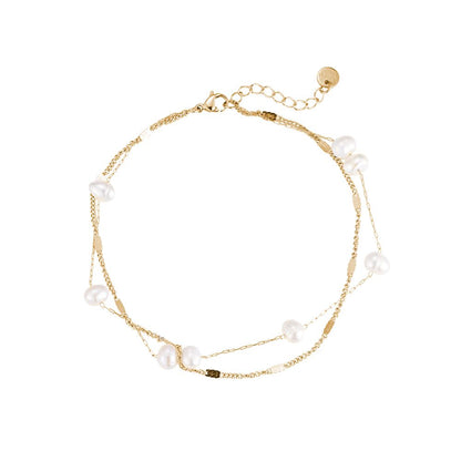 Dottilove Bubbly Pearls Multilayered Fußkette Vergoldet