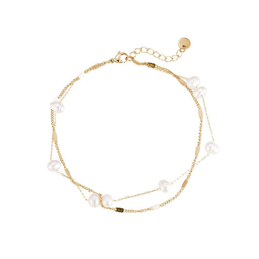 Dottilove Bubbly Pearls Multilayered Fußkette Vergoldet