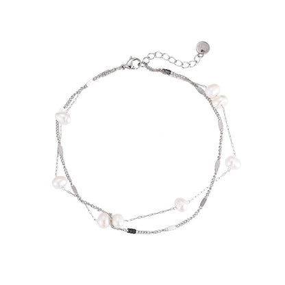 Dottilove Bubbly Pearls Multilayered Fußkette Vergoldet