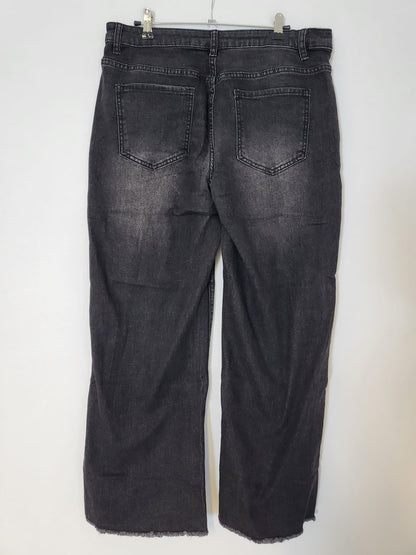 Flamingo Jeans Gr L mit weitem Bein, leichte Waschung, leicht abgefranztes Bein 048