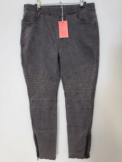 Flamingo Stylische Schwarze 041 und Graue 047 Jeans Gr L mit Riffelmuster und Reisverschluss am Knöchel