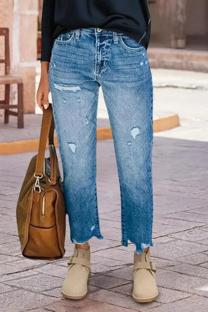 Flamingo Zerrissen Jeans Gr L + GR XL mit geradem Bein und geradem Beinschnitt und geradem Saum 002