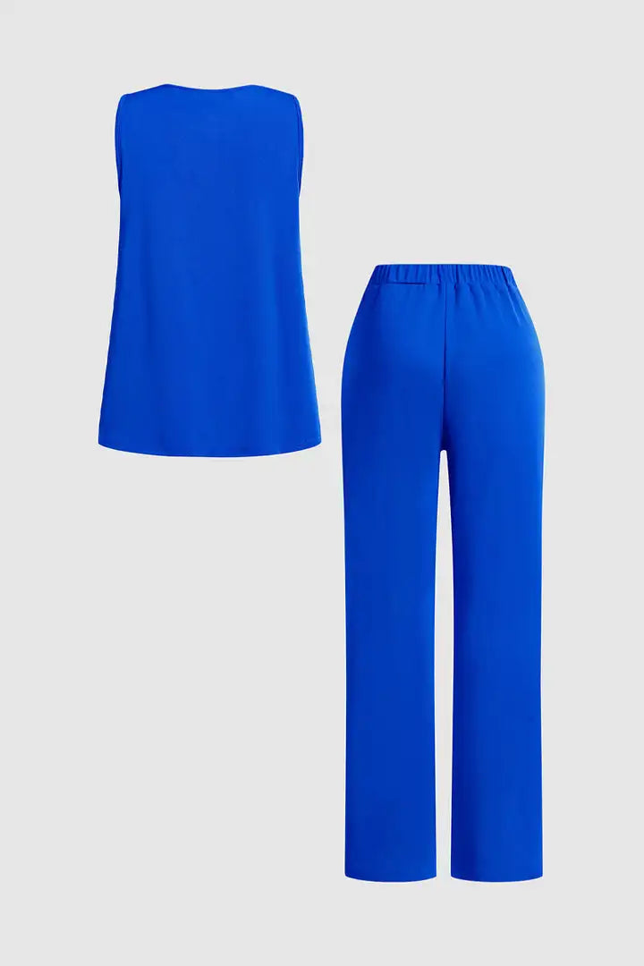 Flamingo Royal Blauer 2 Teiler Oberteil und Hose Gr L 036