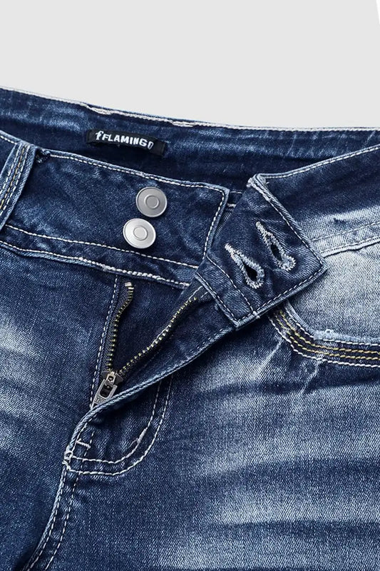 Flamingo 90er Vintage-Jeans Gr L mit Schräger Taschen und Mittlere Taille und geradem Bein 007