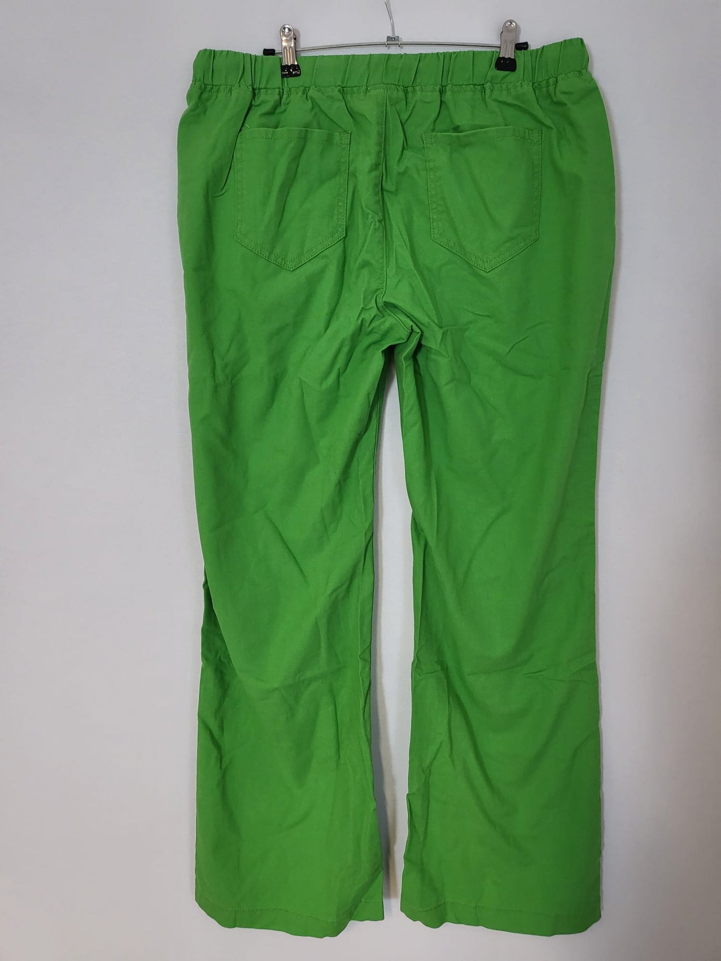Flamingo Jeggins Leinen mit weitem Bein Grün, Gr L mit Gummibund und Schnüren 049