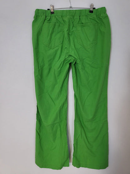 Flamingo Jeggins Leinen mit weitem Bein Grün, Gr L mit Gummibund und Schnüren 049