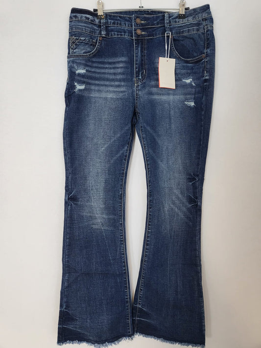 Flamingo Jeans mit Schlag,Waschung,Fransen und cut outs Gr L 022