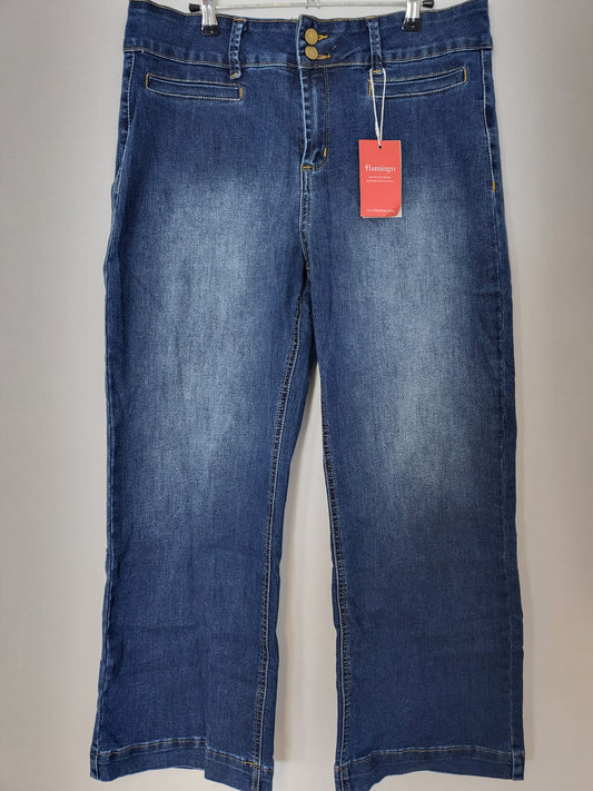 Flamingo Jeans mit Weitem Bein, stechig, mit Waschung Gr XL 006