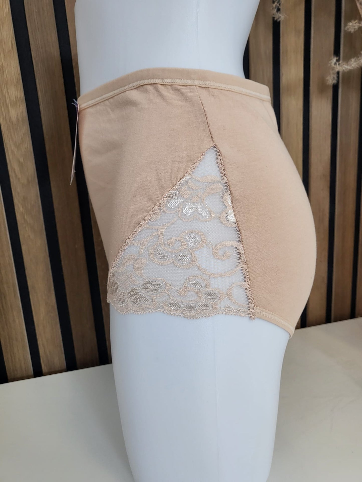 Bequemer Baumwoll-Slip mit seitlicher Spitze XL-4XL