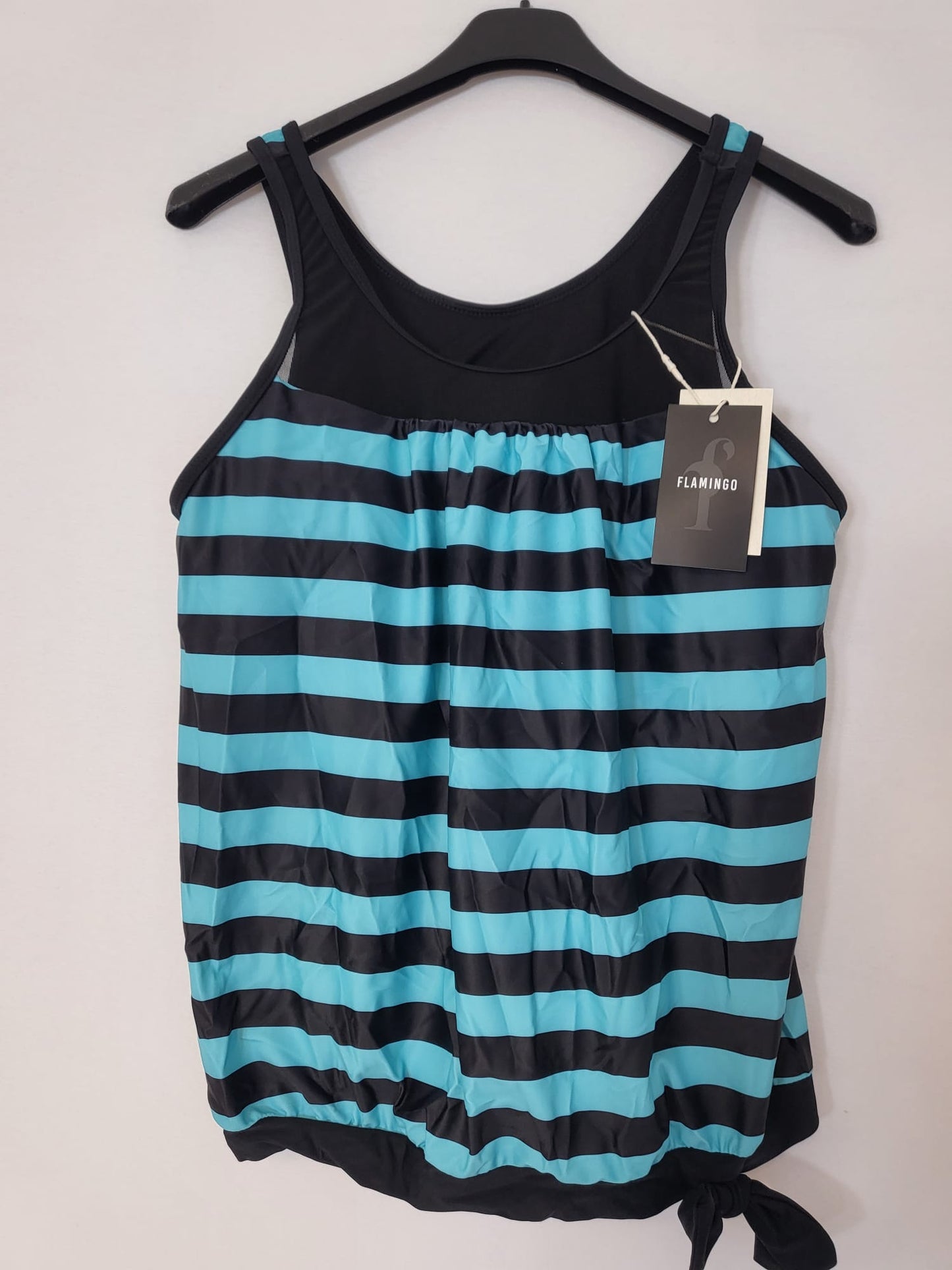 Flamingo Tankini Grau Gr M 016 ODER Türkis GR XL 053 mit gestreiftem Schleifendetail und Rüschen