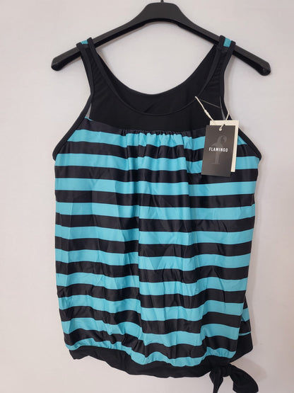 Flamingo Tankini Grau Gr M 016 ODER Türkis GR XL 053 mit gestreiftem Schleifendetail und Rüschen