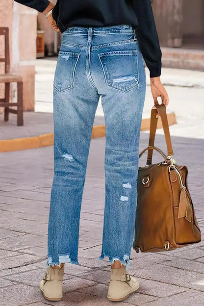 Flamingo Zerrissen Jeans Gr L + GR XL mit geradem Bein und geradem Beinschnitt und geradem Saum 002