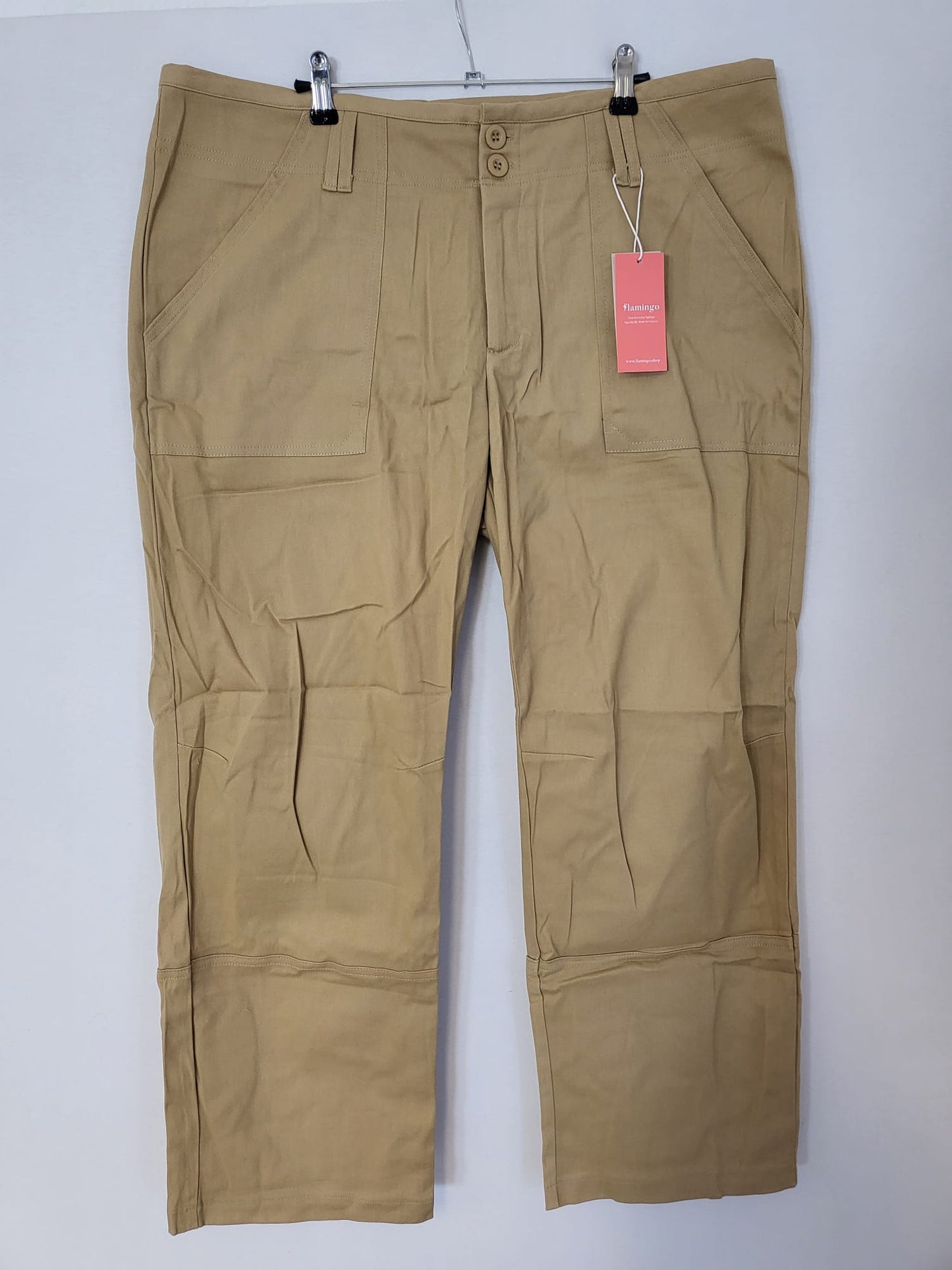 Flamingo Hose Gr 2XL Beige Baumwolle, Breites Bein 056