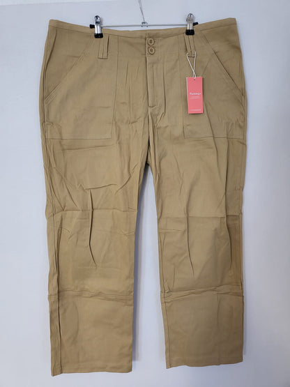 Flamingo Hose Gr 2XL Beige Baumwolle, Breites Bein 056