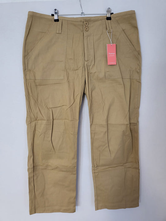 Flamingo Hose Gr 2XL Beige Baumwolle, Breites Bein 056