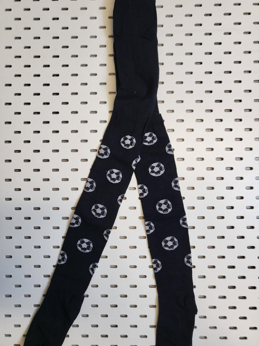 Strumpfhose Schwarz mit weißen Fussbällen Gr 104-128
