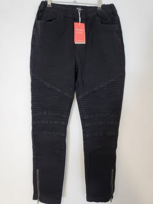 Flamingo Stylische Schwarze 041 und Graue 047 Jeans Gr L mit Riffelmuster und Reisverschluss am Knöchel