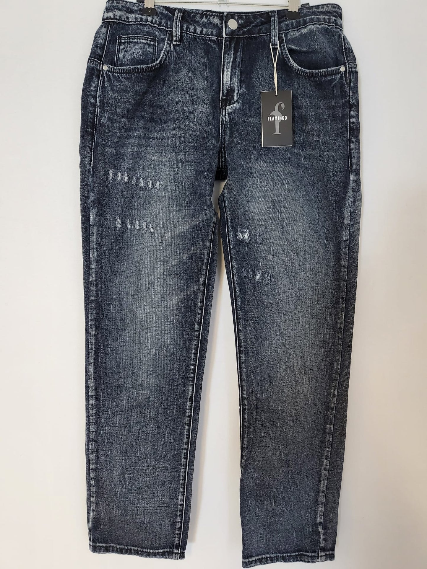 Flamingo Jeans Gr M Grau 042 & Hellblau 052 verwaschen, leichte cutouts, Reisverschluss am Gesäß