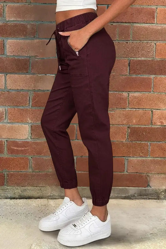 Flamingo Crop Jogginghose mit Kordel am Bund,gummizug am Fuß und Tasche Gr  XL 013