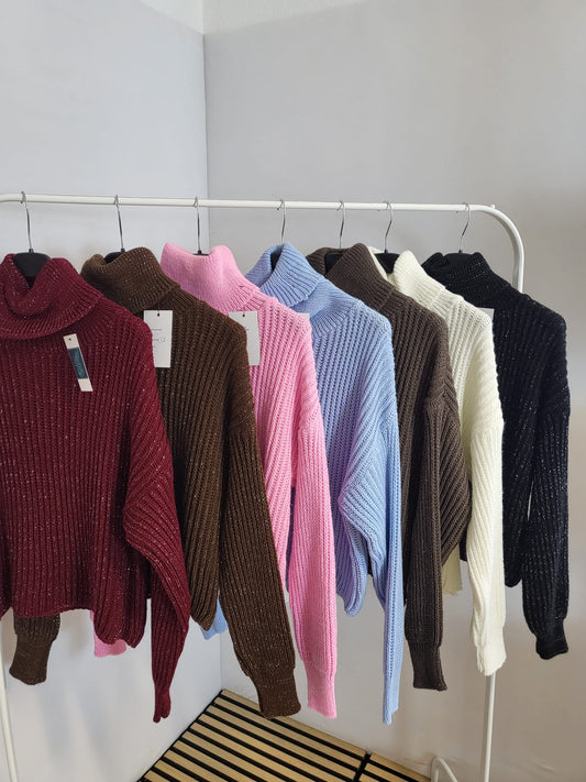 ✨ Glitzernder Rollkragen-Strickpullover ✨
