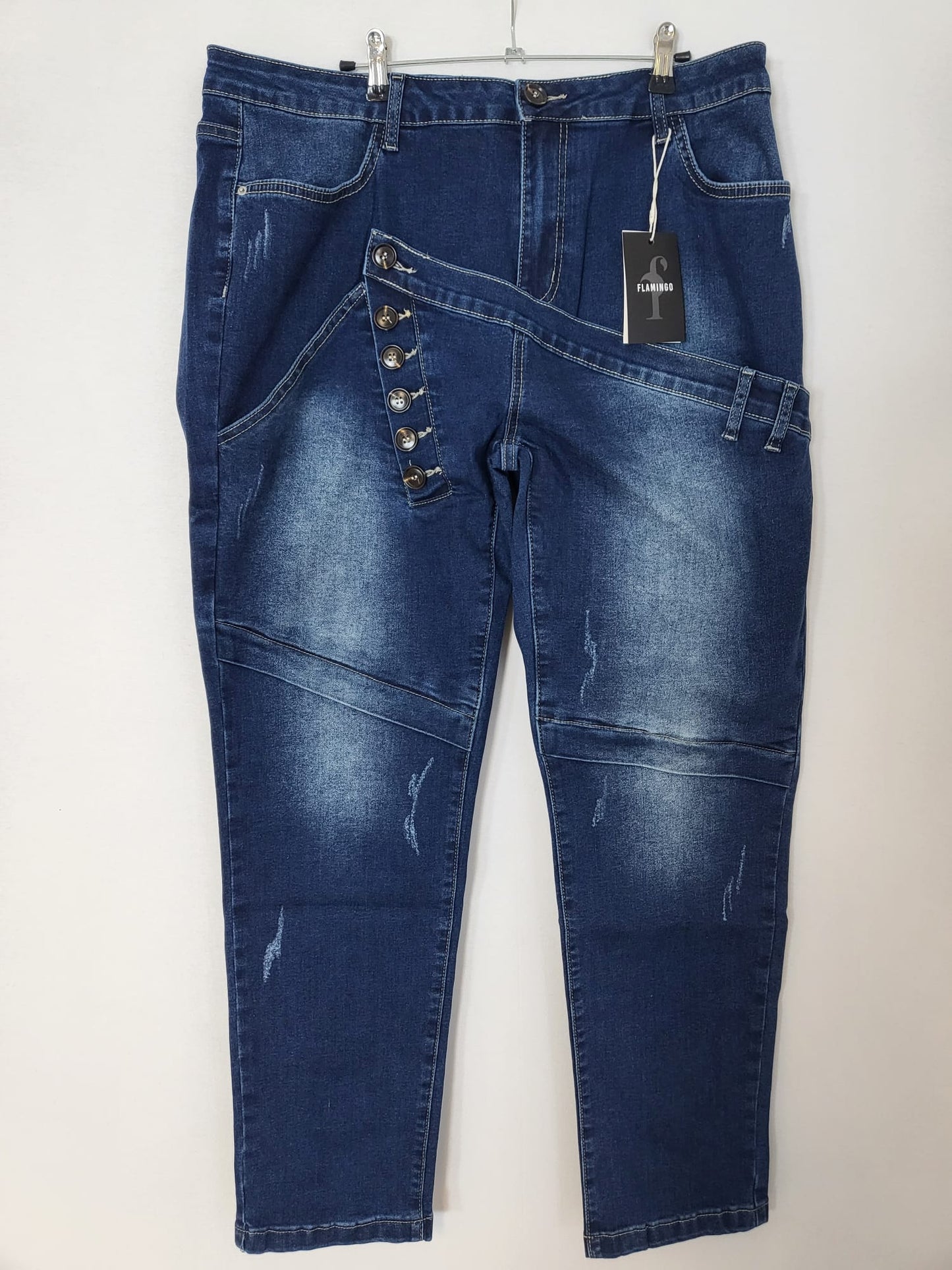 Flamingo Stylische Baggy Jeans mit außergewöhnlichem Schnitt Gr 2 XL 019