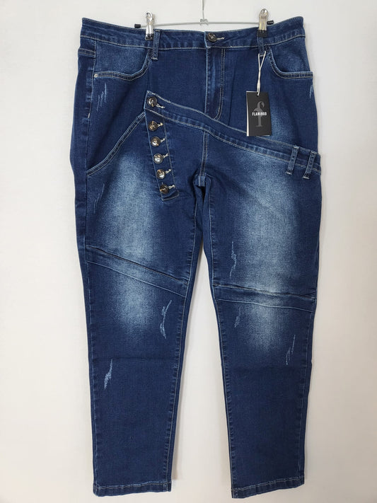 Flamingo Stylische Baggy Jeans mit außergewöhnlichem Schnitt Gr 2 XL 019