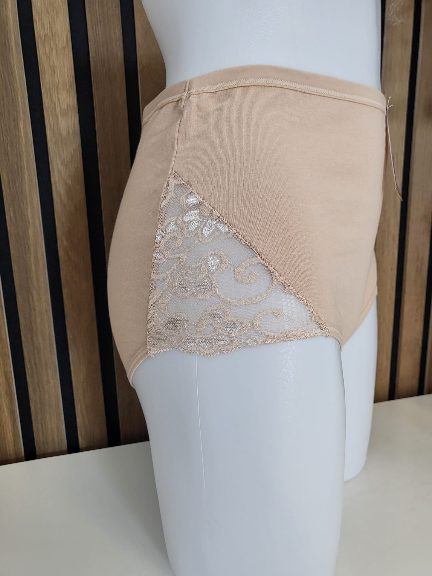 Bequemer Baumwoll-Slip mit seitlicher Spitze XL-4XL