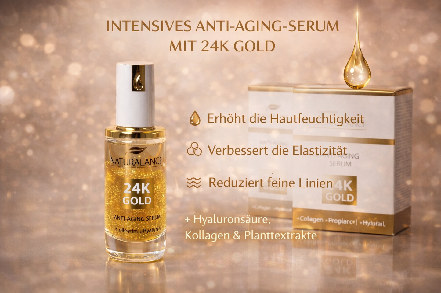 Naturalance Anti Aging 24K Gold Serum 40ml. Für alle Hauttypen geeignet