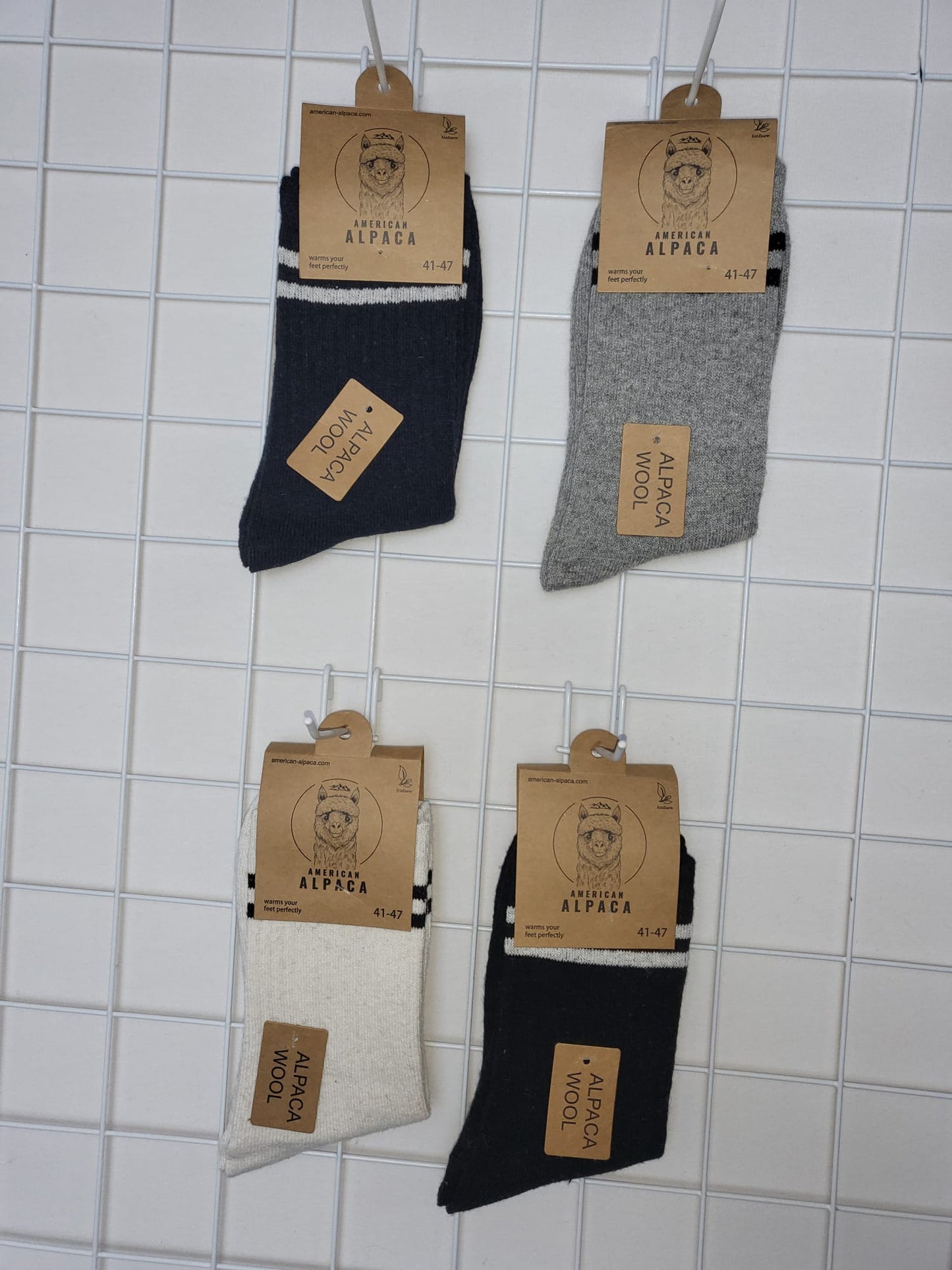 🧦 Lange, dicke Alpaka-Socken mit Streifen – warm, robust & sportlich elegant