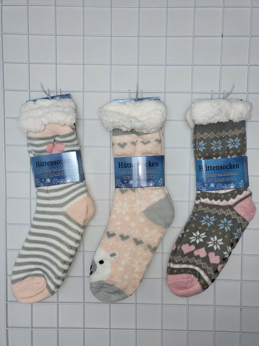 🧦 Kuschelige Hüttensocken mit Teddyfutter & ABS-Sohle – pure Gemütlichkeit für zu Hause