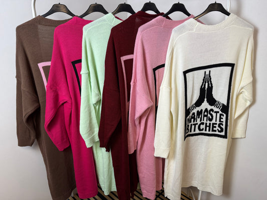 Langer Cardigan „Namaste Bitches“