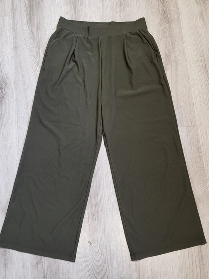 Halara Gerippte Business Hose,Khaki, weites Bein Gr L Petiet 059