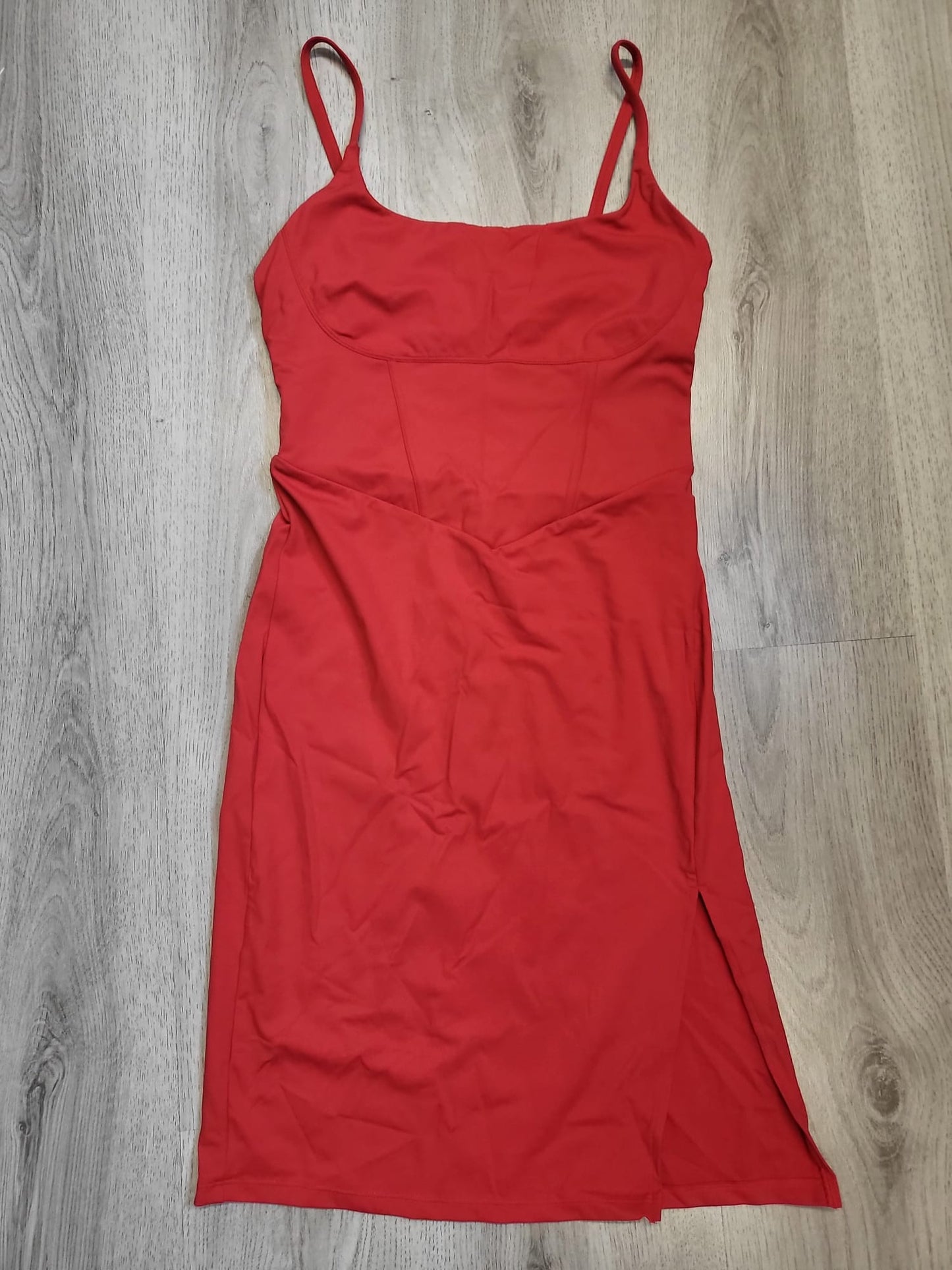 Halara Kleid, mit Schlitz, Spaghetti träger, Rot Gr S 070
