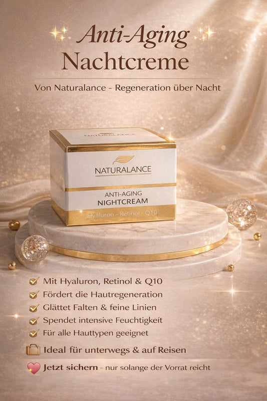 Naturalance Anti-Age Nachtcreme 50ml pflegt und regeneriert Ihre Haut, während Sie schlafen. Für alle Hauttypen geeignet.