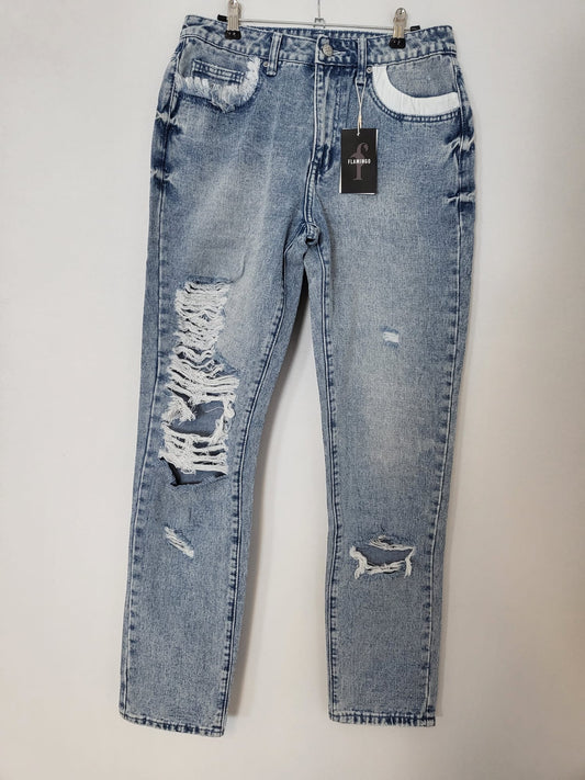 Flamingo Stylische Jeans Gr S mit vielen Cut Outs, grades Bein 009