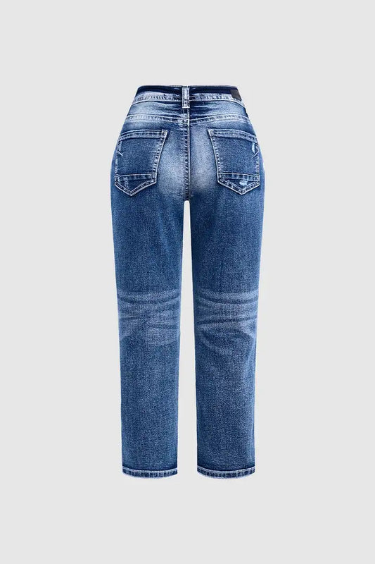 Flamingo Jeans mit Waschung Capri Jeans mit niedriger Taille Gr S 020