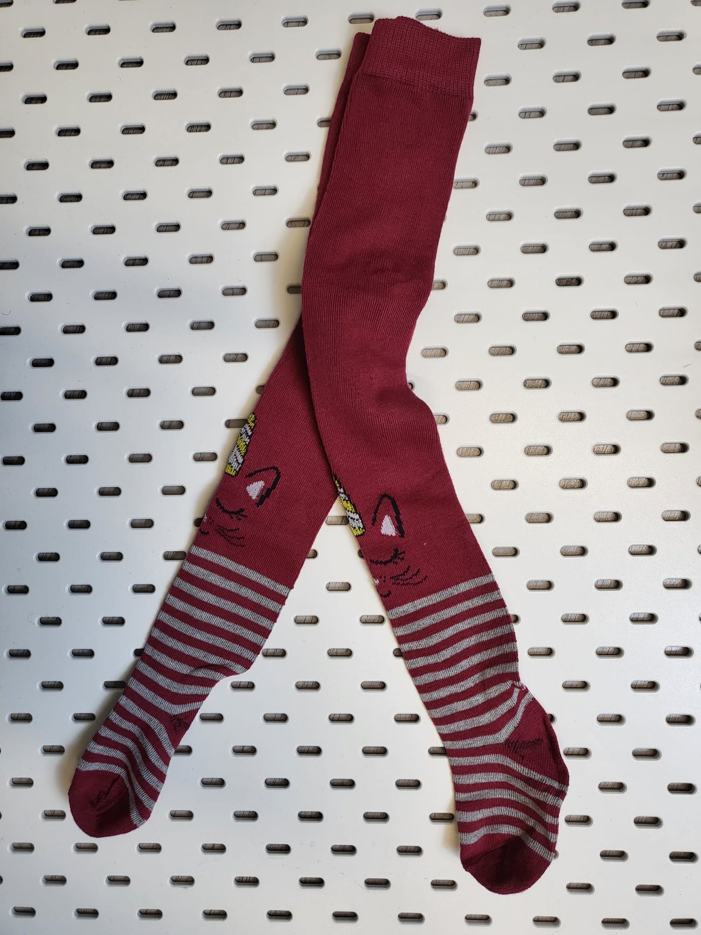 Strumpfhose Mädchen Katze mit Einhorn Bordeaux Gr 86-128