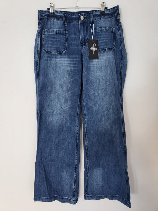 Flamingo Hose Gr SJeans mit weitem Bein, leichte Waschung  054