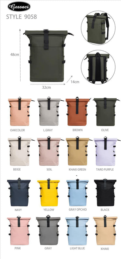 Gessaci Stylischer Rollrucksack – praktisch, modern & wasserfest