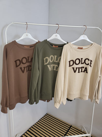 🤎 Oversized Botique Pullover „DOLCE VITA“ – Made in Italy 🇮🇹